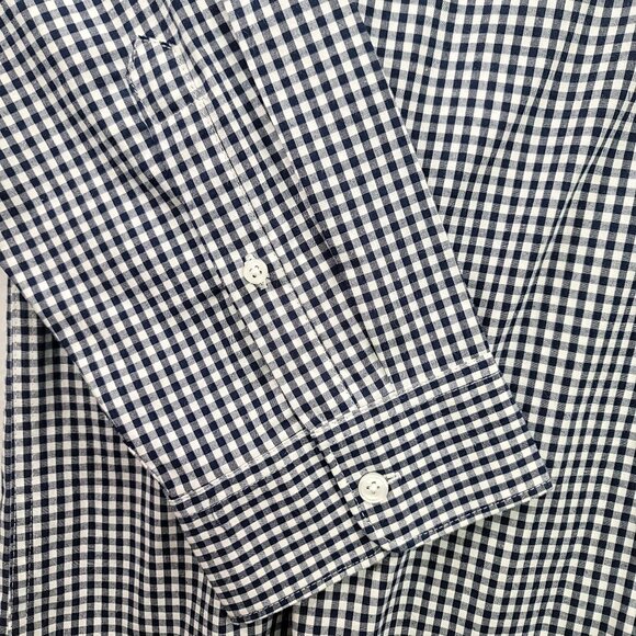 Claiborne Classic Fit Mens Stretch Navy Gingham Button-Down Shirt XXL - Picture 5 of 11